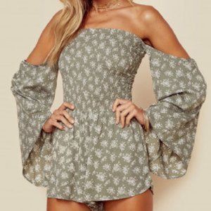 Planet Blue Olive Smocked Romper